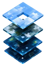 Map layers stacked over one another