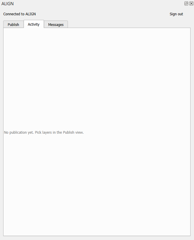 The Activity view after a publication